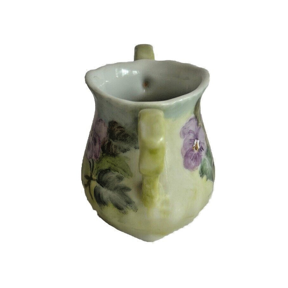 Elegant White Porcelain Miniature Purple Flowers Artist Signed Vase - Picture 2 of 6